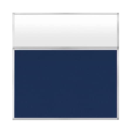 Versare Hush Panel Configurable Cubicle Partition 6' x 6' W/ Window Navy Blue Fabric Frosted Window 1852332-3
